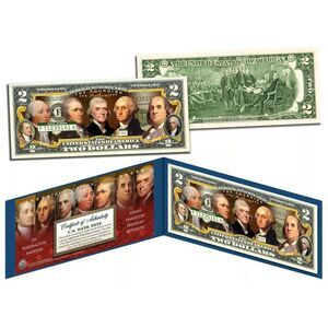 FOUNDING FATHERS OF THE UNITED STATES Colorized Obverse $2 Bill